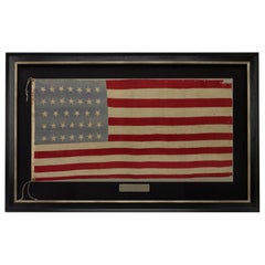 Antique 34-Star American Parade Flag, Commemorating Kansas Statehood, Circa 1861-1863