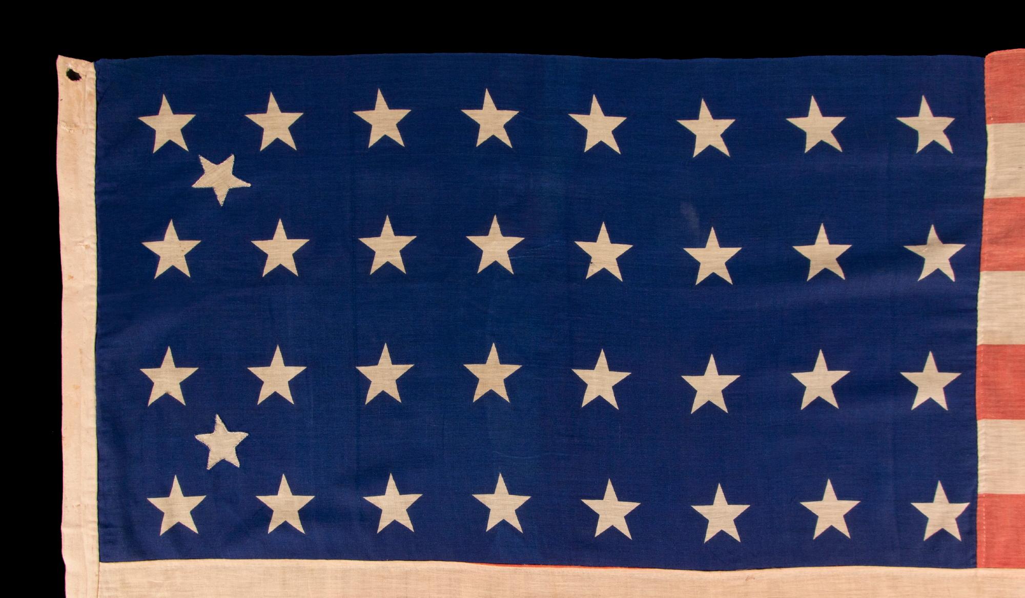 34 Star Antique American flag, Kansas Statehood, Civil War Period, ca 1861-1863 In Good Condition For Sale In York County, PA
