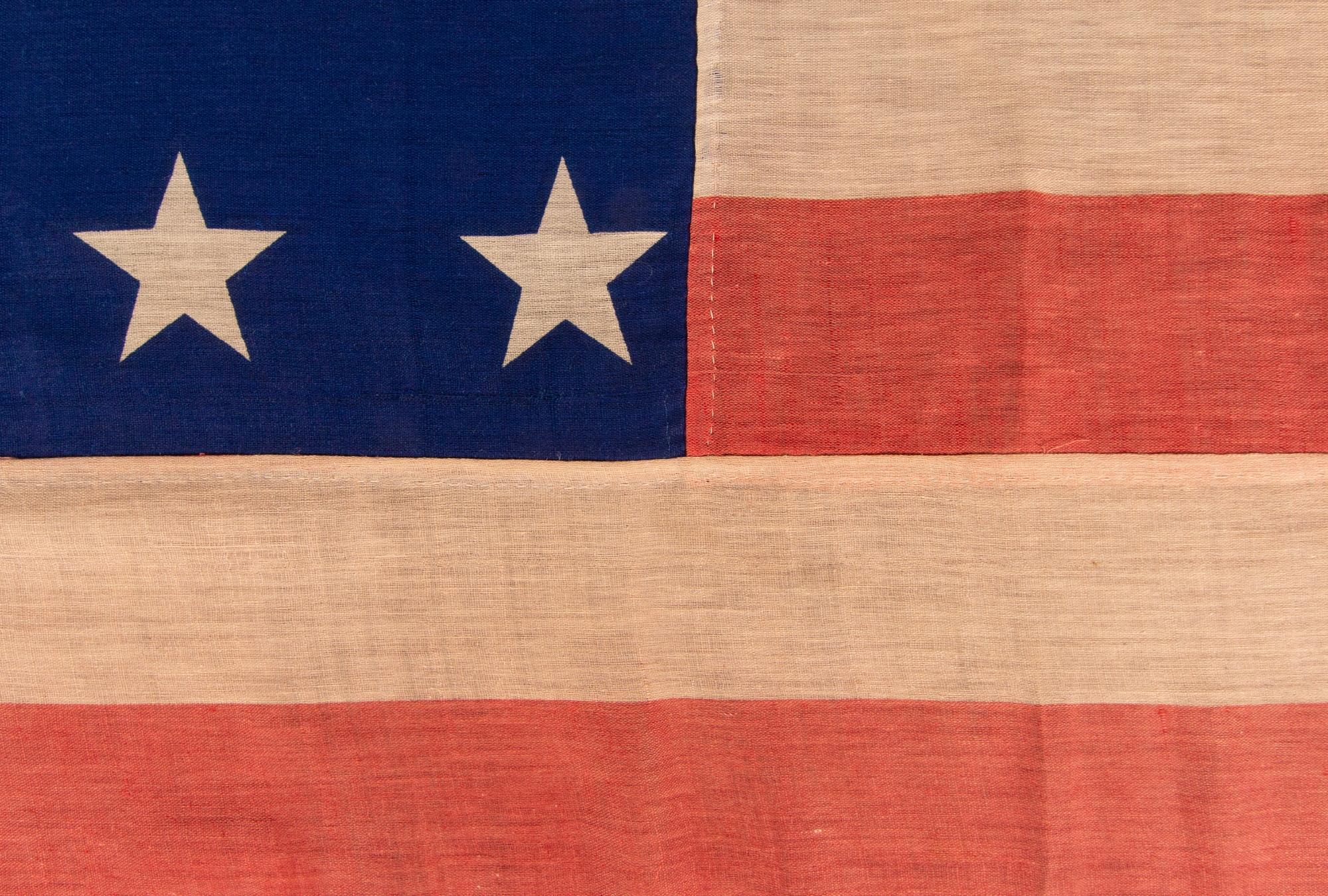 Drapeau américain ancien à 34 étoiles, État du Kansas, période de la guerre de Sécession, vers 1861-1863 Bon état - En vente à York County, PA