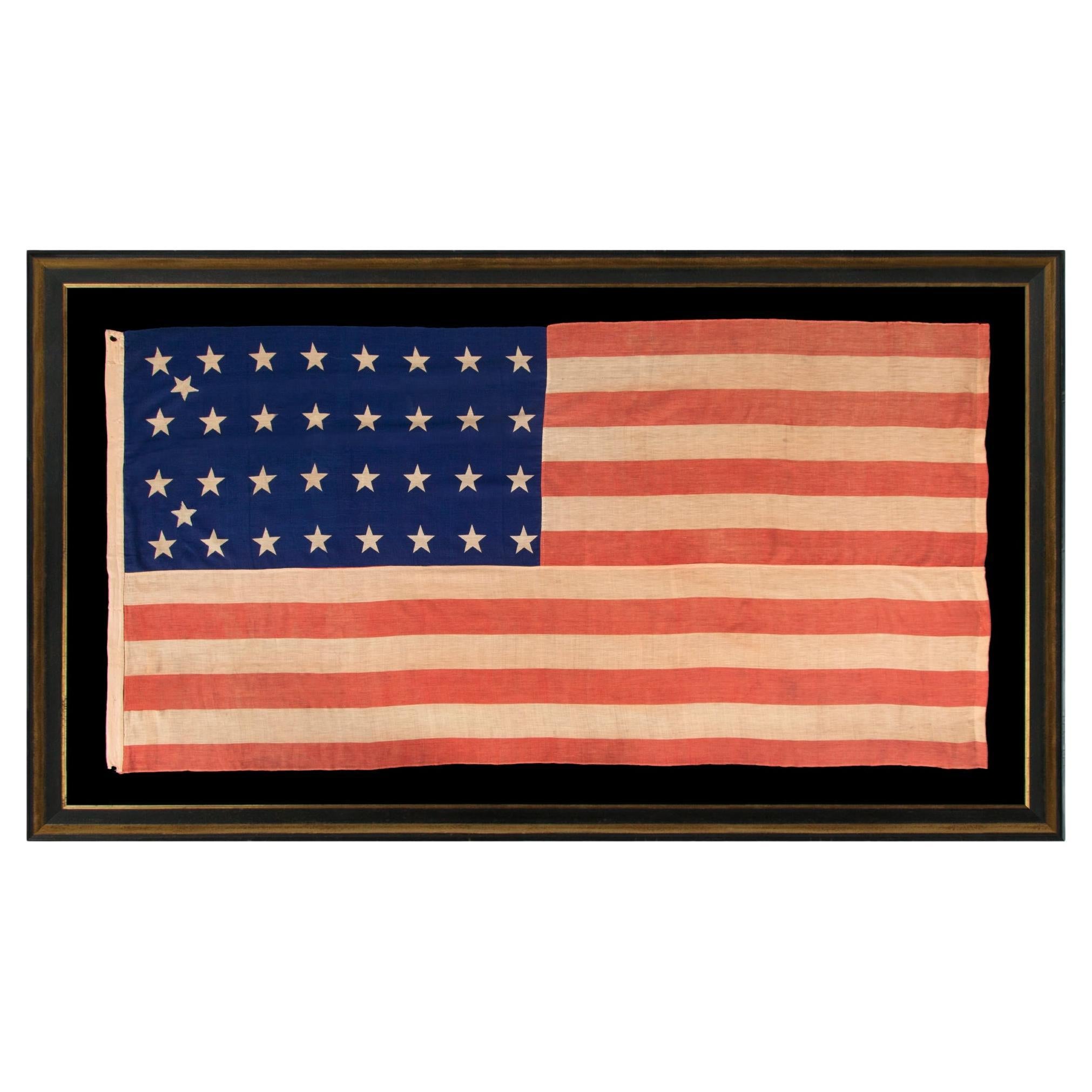 Drapeau américain ancien à 34 étoiles, État du Kansas, période de la guerre de Sécession, vers 1861-1863