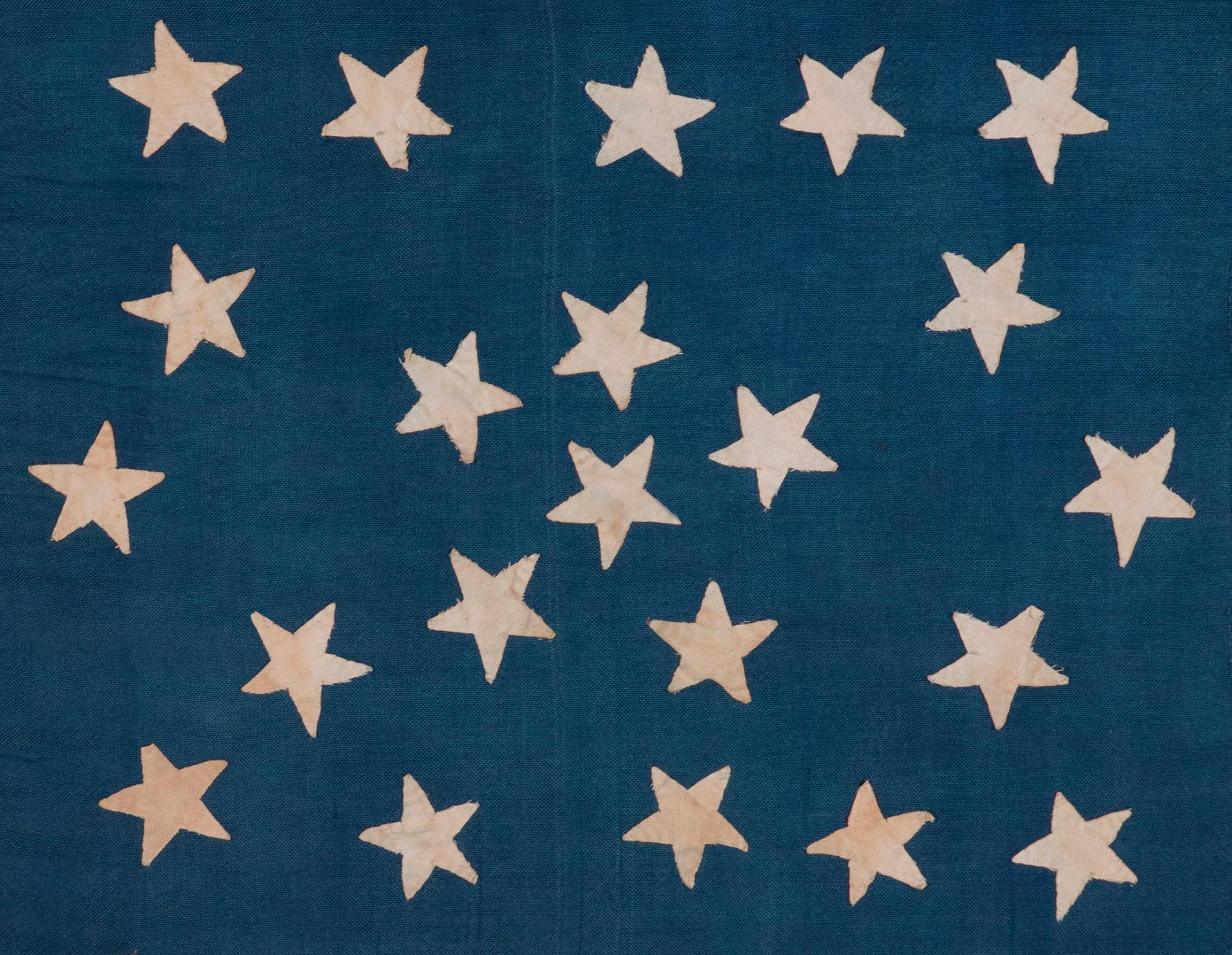 Mid-19th Century 34 Star Antique American Flag with Hourglass Medallion Stars, ca 1861-1863 For Sale