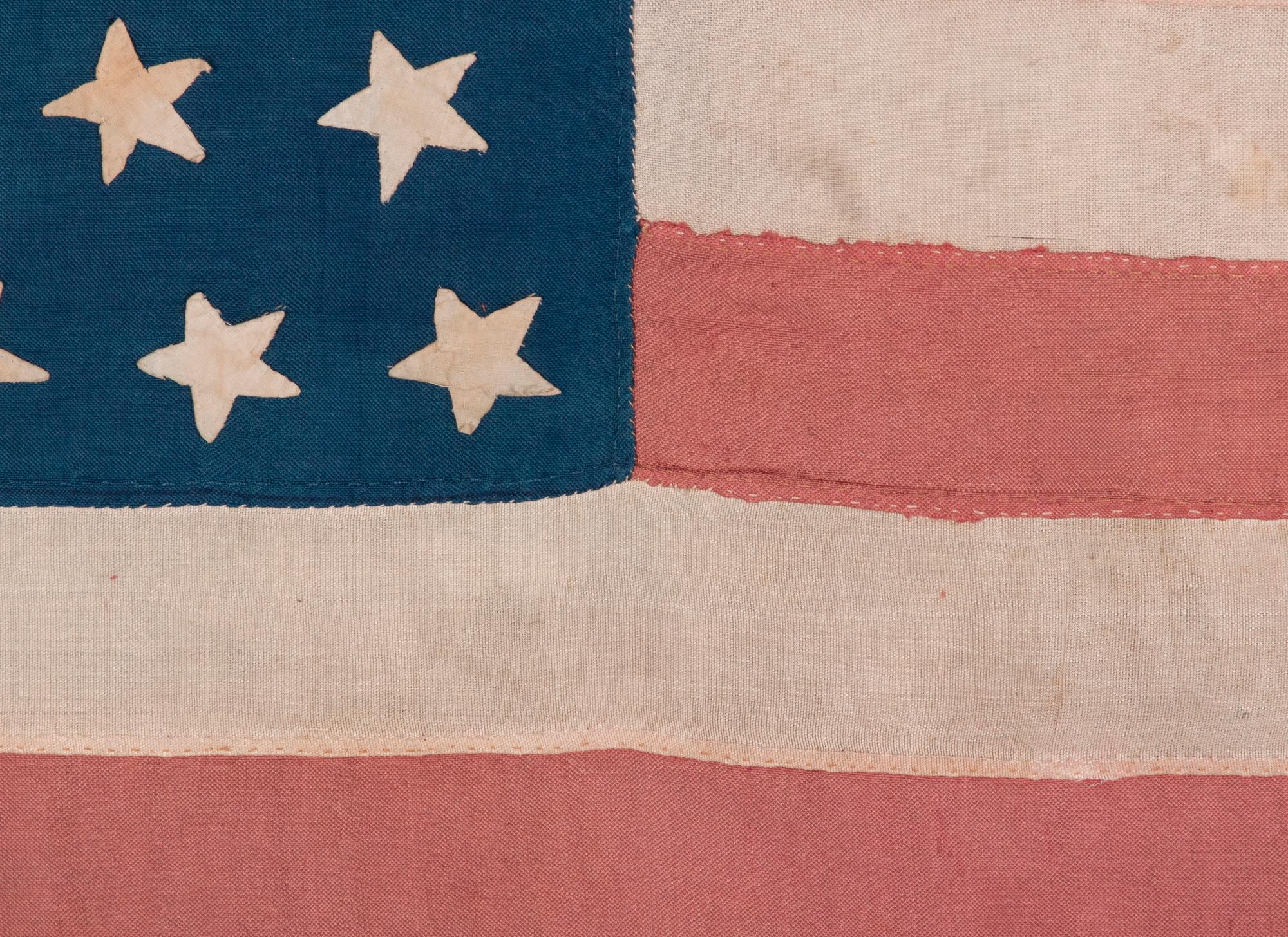Silk 34 Star Antique American Flag with Hourglass Medallion Stars, ca 1861-1863 For Sale