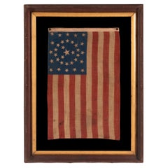 34 Star Antique American Flag with Rare Circle-in-a-square Pattern