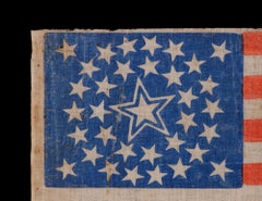 34 Star Antique American Parade Flag, Kansas Statehood, ca 1861-1863