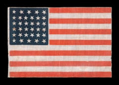 34 Star Antique American Parade Flag, Kansas Statehood, ca 1861-1863