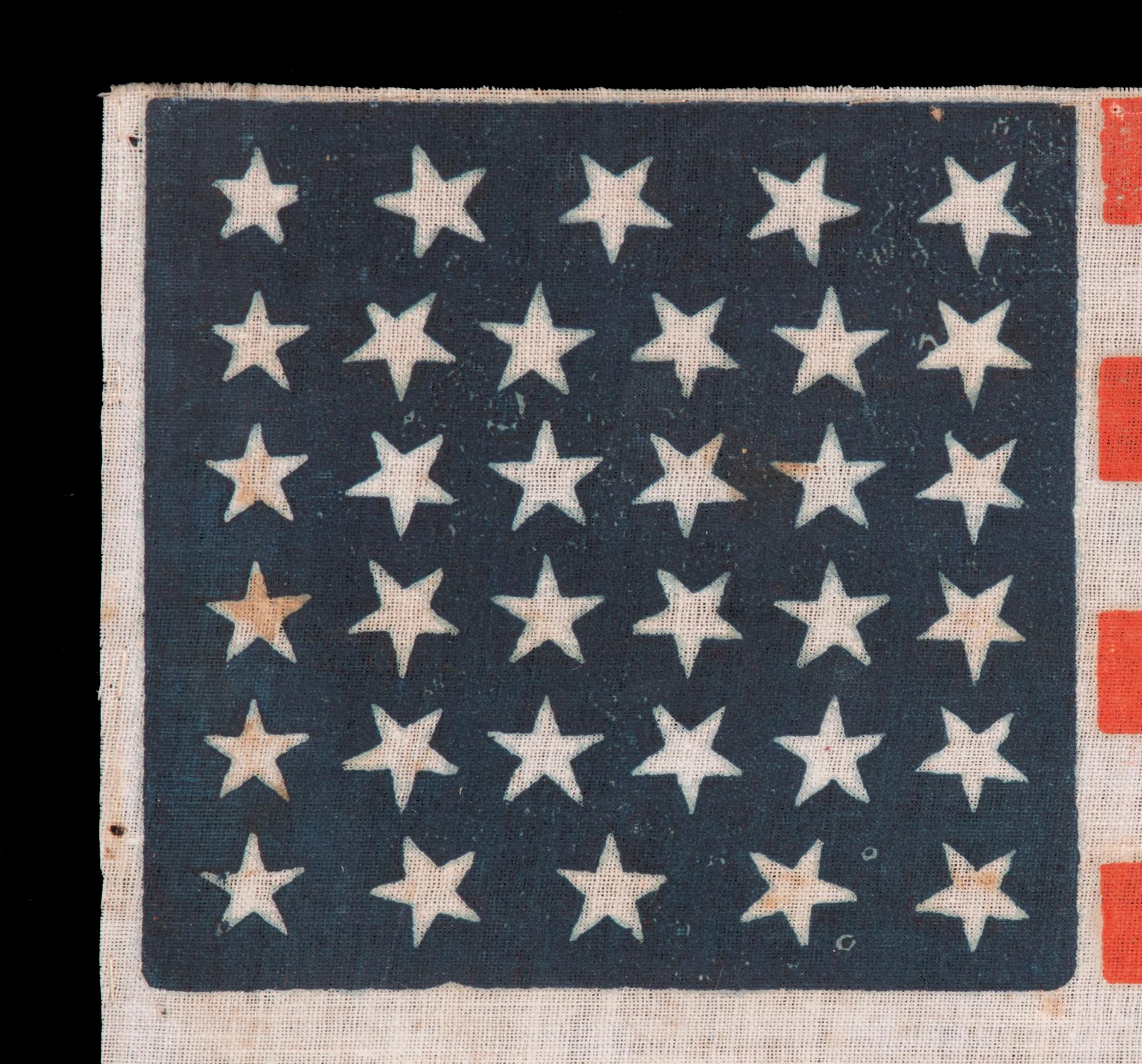 34 Star Antique American Parade Flag, Kansas Statehood, ca 1861-1863 In Good Condition For Sale In York County, PA
