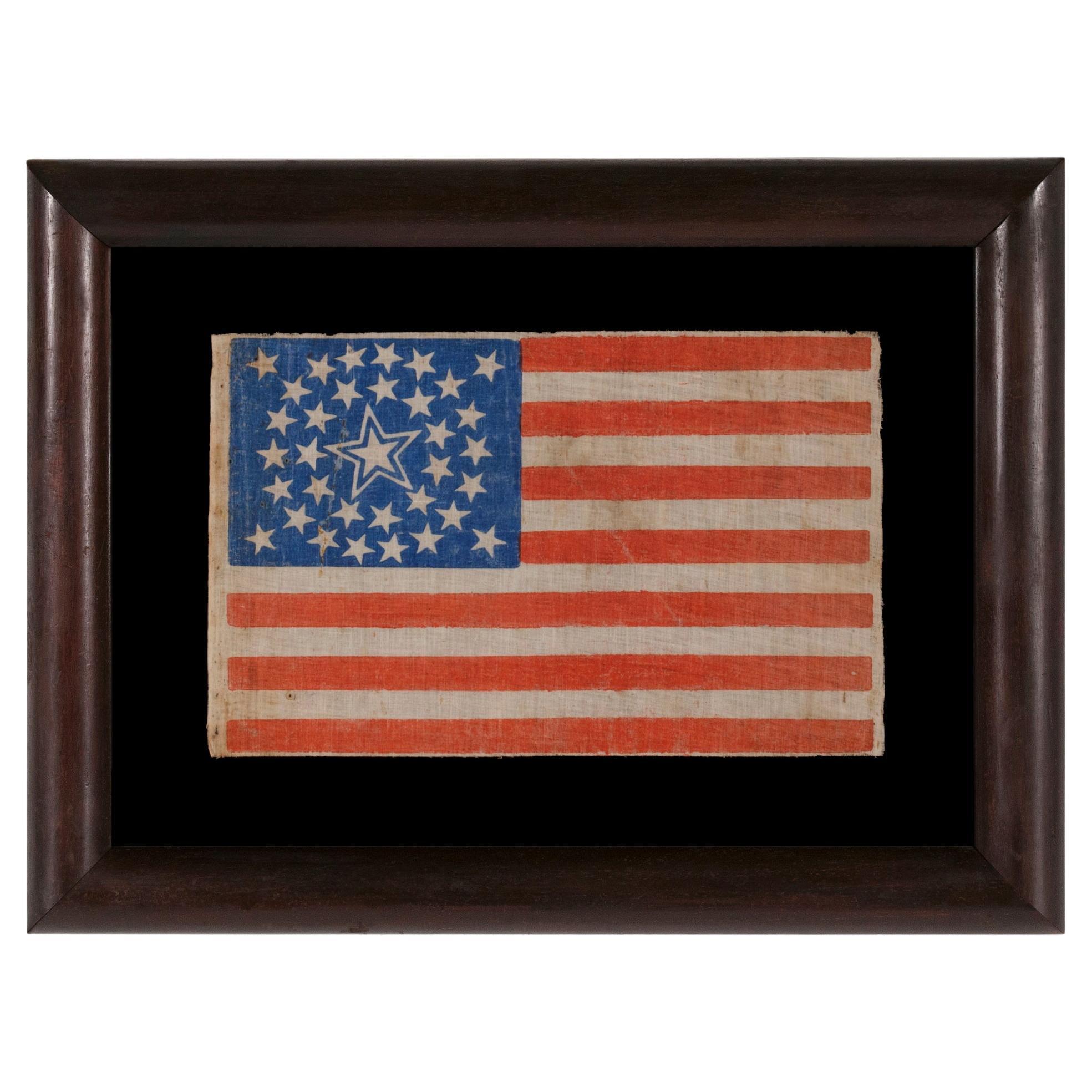 34 Star Antique American Parade Flag, Kansas Statehood, ca 1861-1863