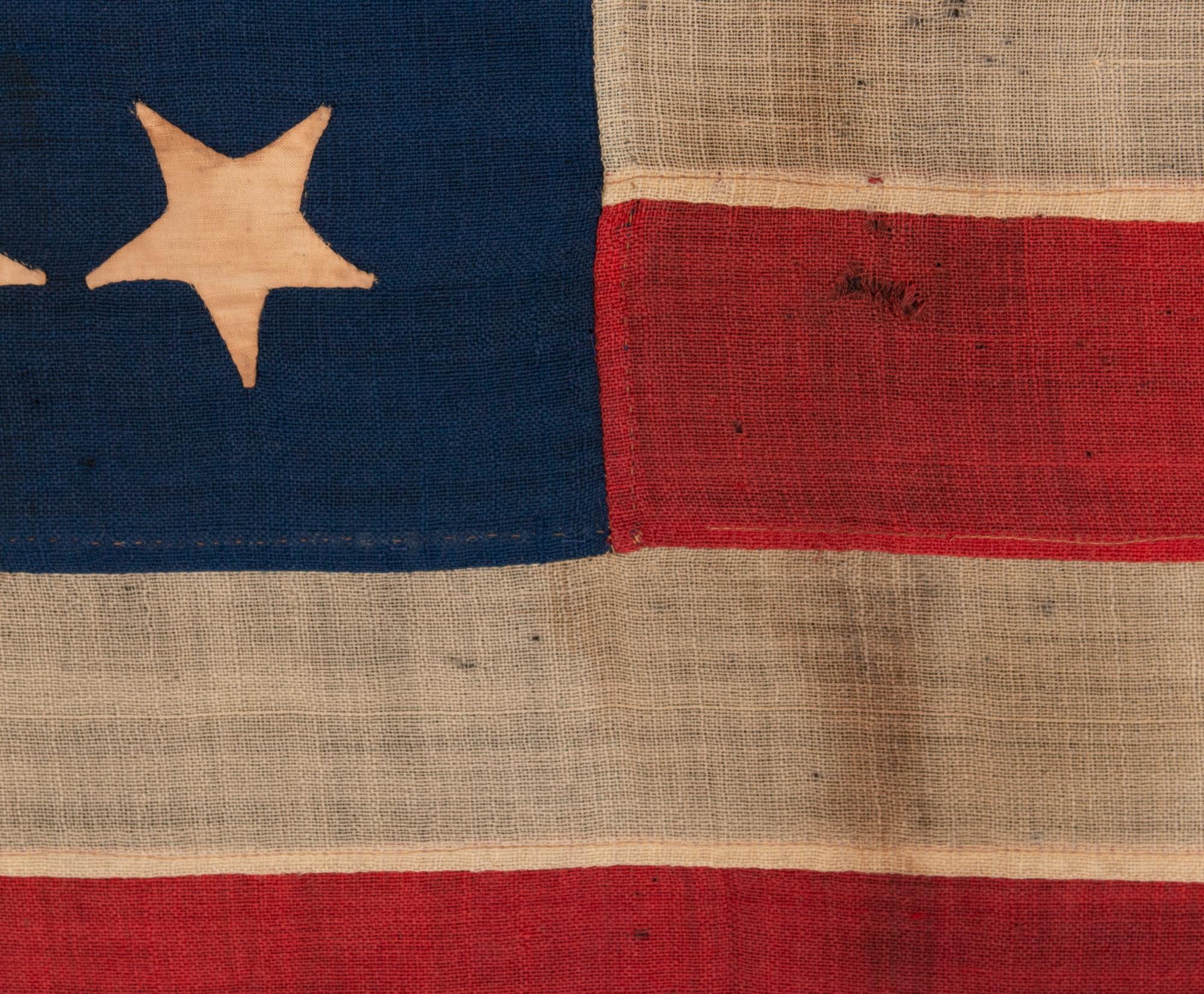 Bandera de 34 estrellas con estrellas cosidas a mano al revés, independencia del estado de Kansas, hacia 1861-1863 Estadounidense