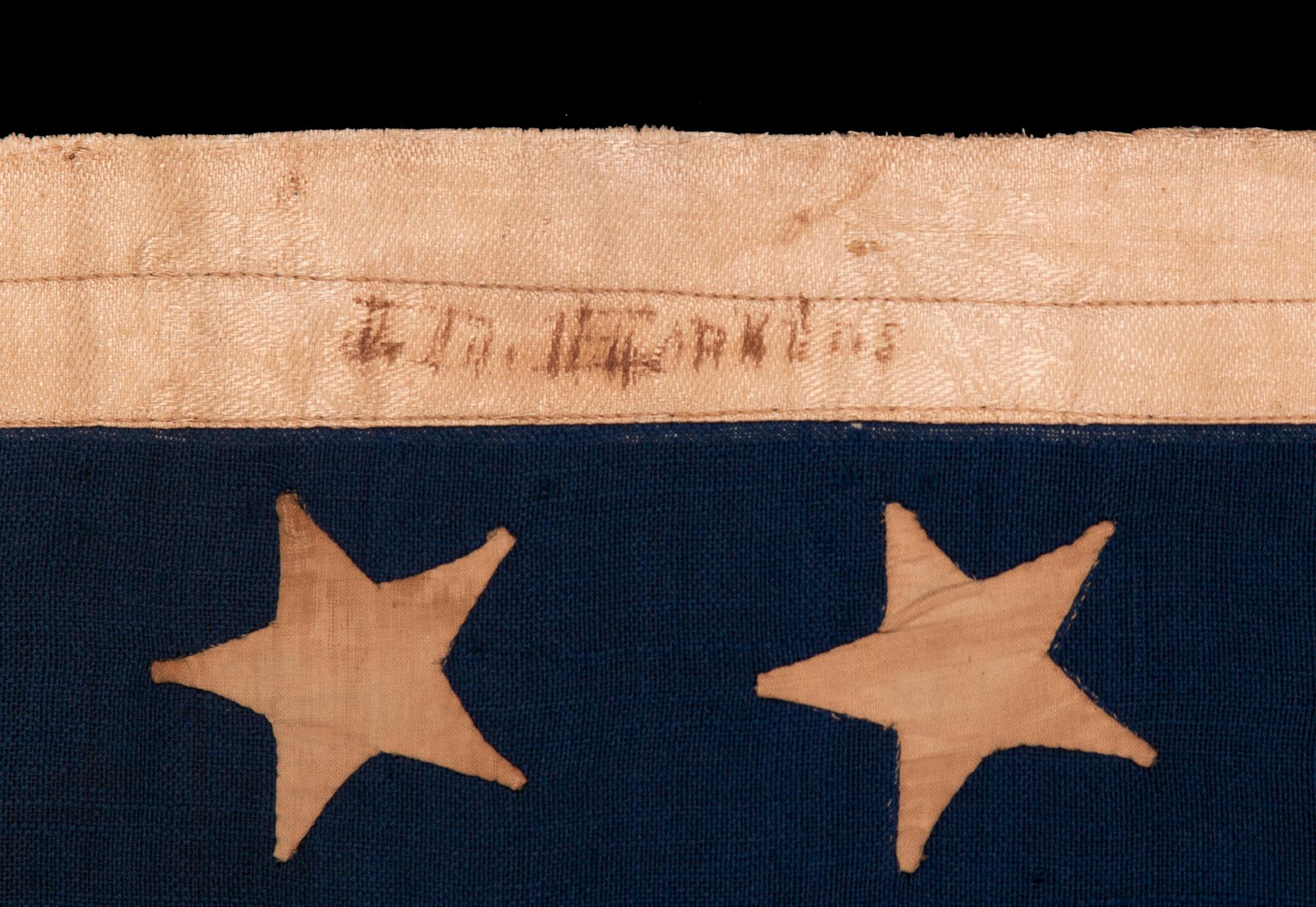 XIXe siècle Drapeau à 34 étoiles cousu à la main, État du Kansas, vers 1861-1863 en vente