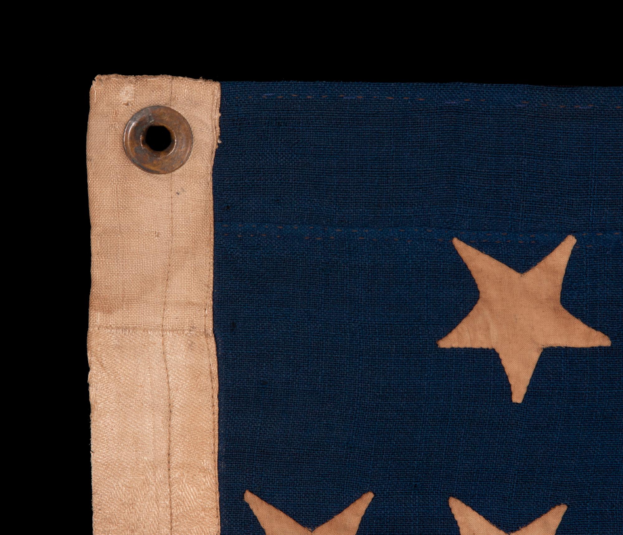 American 34 Star Flag with Upside down Hand Sewn Stars, Kansas Statehood, ca 1861-1863 For Sale
