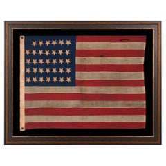34 Star Flag with Upside down Hand Sewn Stars, Kansas Statehood, ca 1861-1863