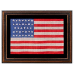 Used 34 Star, Printed Silk, Civil War Period American Flag