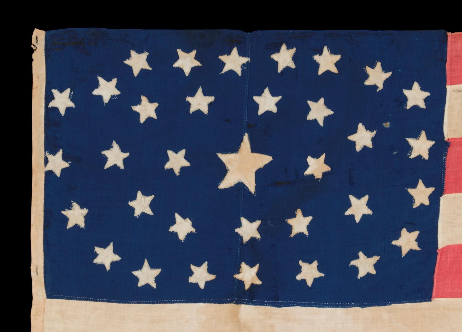 34 Sterne in einer hervorragenden ovalen Medaillonkonfiguration aus der Zeit des Bürgerkriegs (amerikanisch) im Angebot