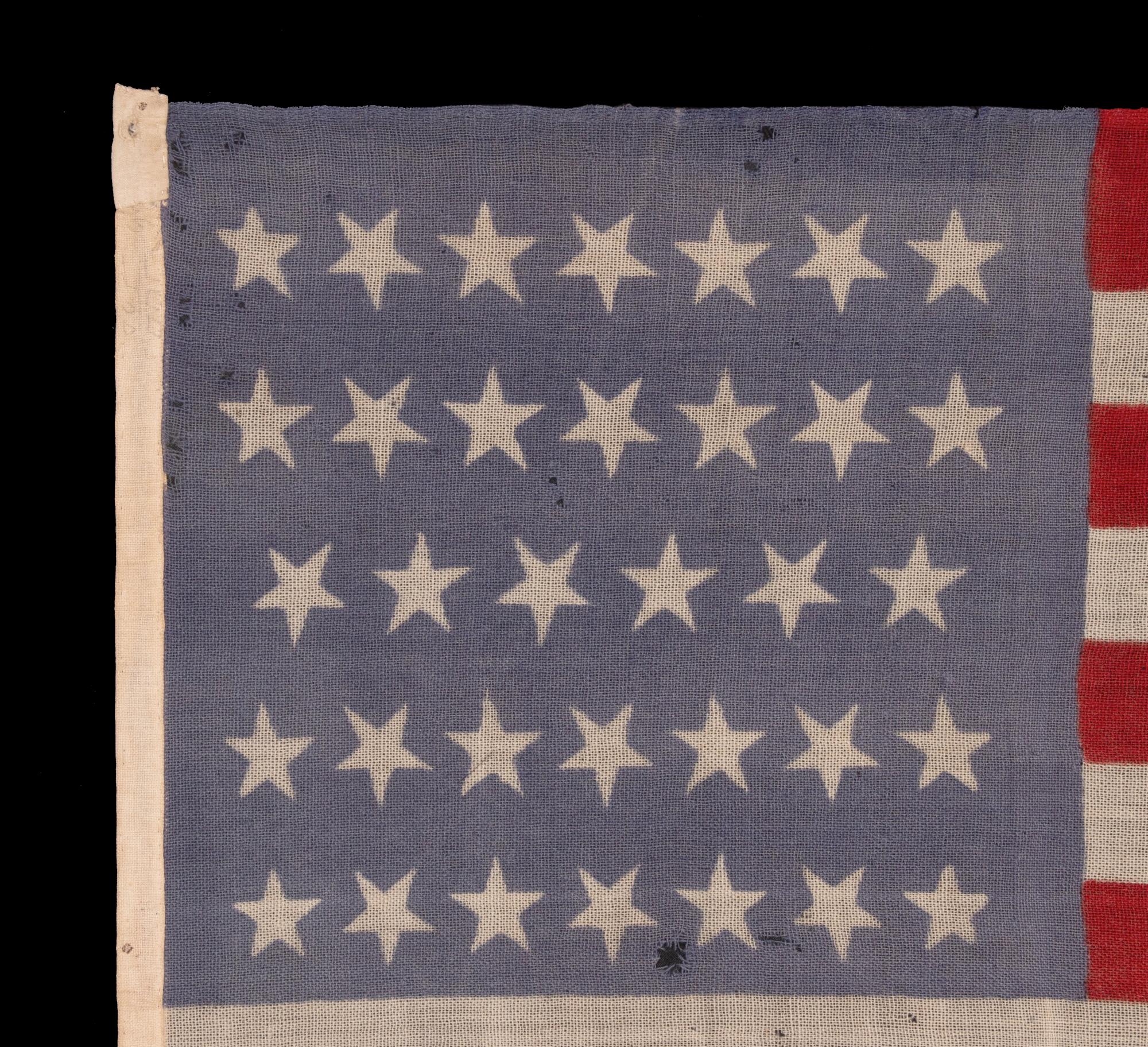 American 34 TUMBLING STARS on an ANTIQUE AMERICAN FLAG, CIVIL WAR PERIOD, 1861-63, KANSAS For Sale