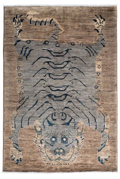 3'4" x 4'9" Tak Hand-Knotted Wool Rug – Afghan Tribal Tiger Design Accent Rug