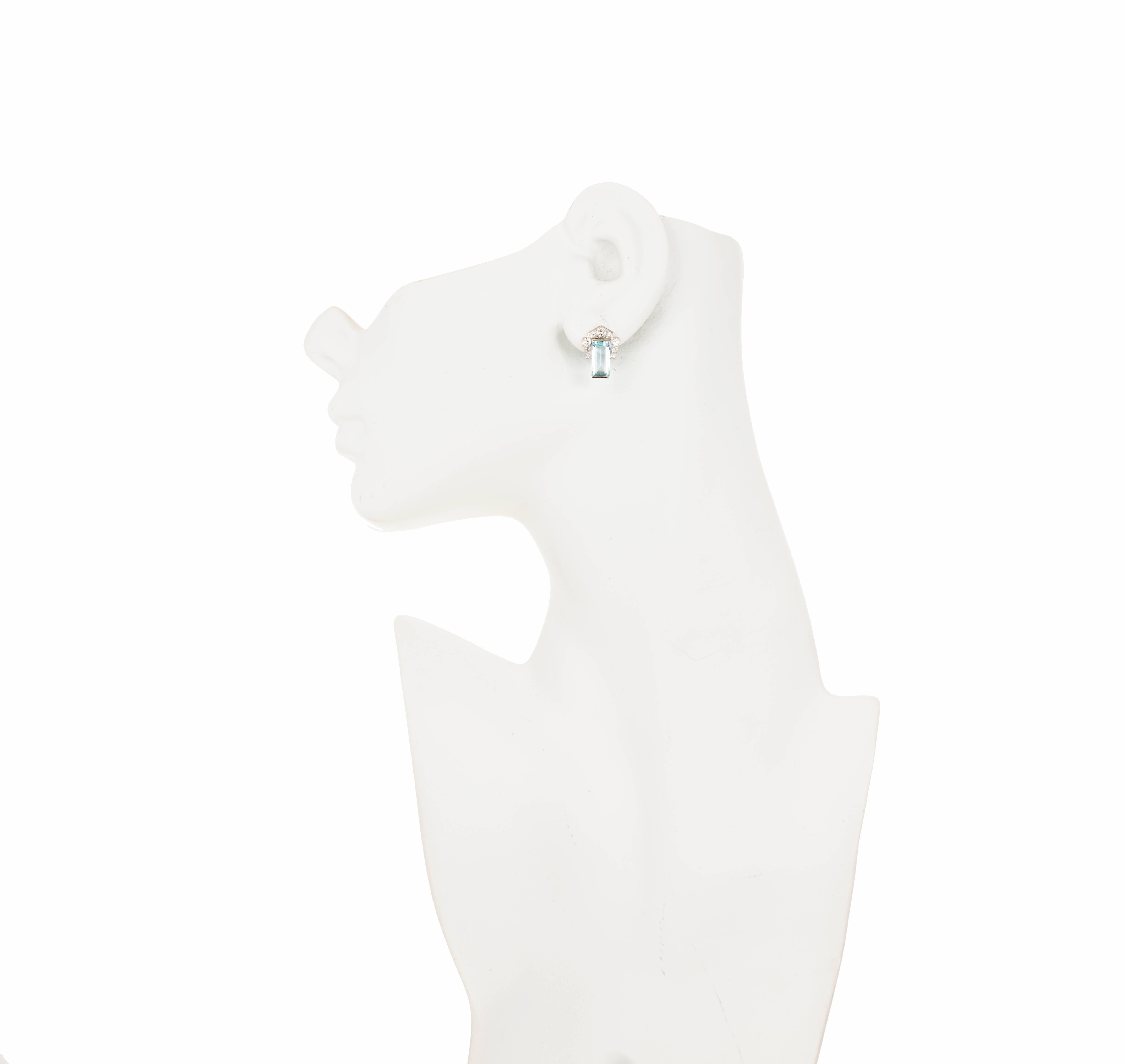 Women's 3.40 Carat Aqua Diamond Art Deco Cluster Earrings