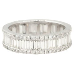 Bracelet éternité en diamant baguette et rond brillant de 3,40 carats, 14 carats