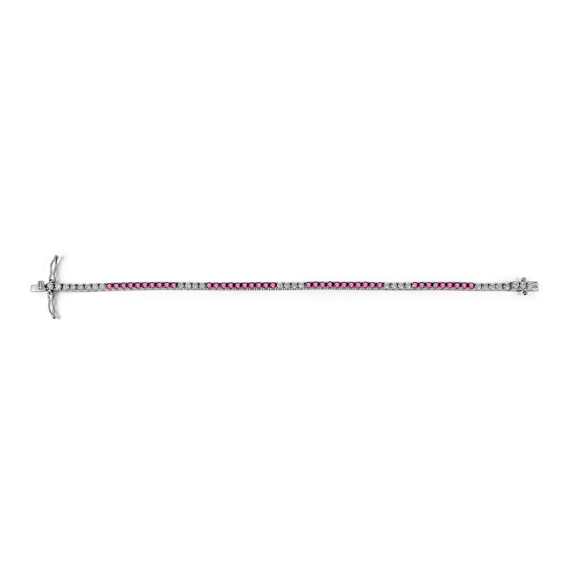3.40 Carat Black and White Diamond Tennis Bracelet in 14K White Gold, 7 Inches For Sale 3