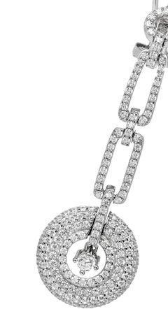 3.40 Carat Cubic Zirconia Sterling Silver Art Deco Style Circular Drop Earrings