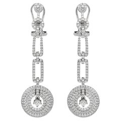 3.40 Carat Cubic Zirconia Sterling Silver Art Deco Style Circular Drop Earrings