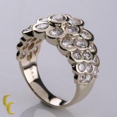 3.40 Carat Diamond 14 Karat Yellow Gold Bezel Set Terraced Cluster Ring