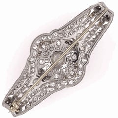 Diamante d'epoca Art Deco Platino Filigrana Spilla Estate Jewelry