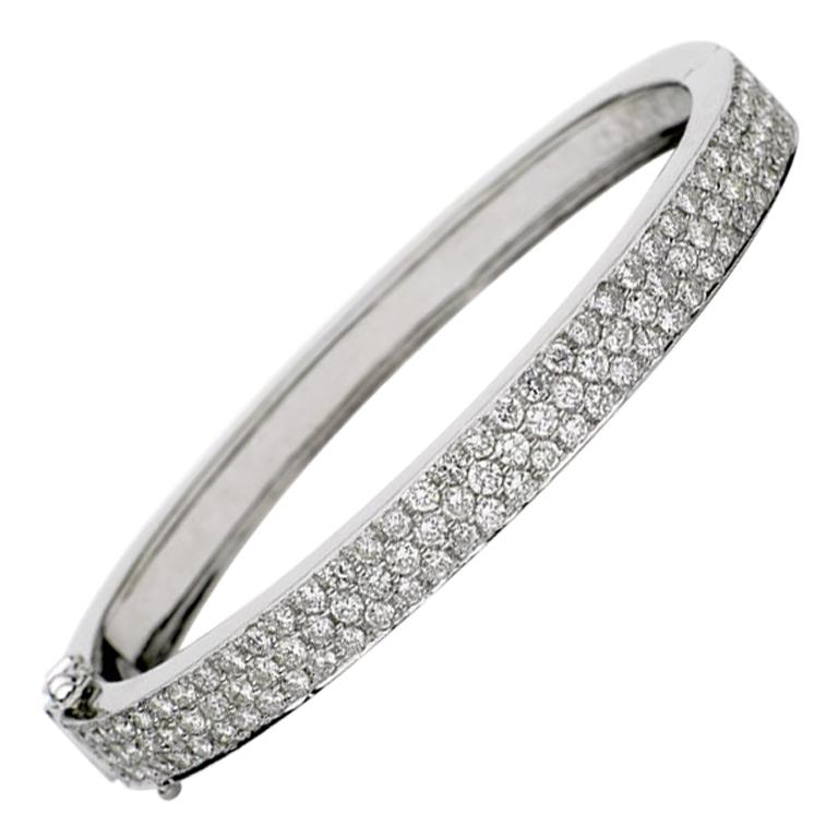 3.40 Carat Diamond Bangle Bracelet, 14 Karat Gold, Ben Dannie For Sale ...