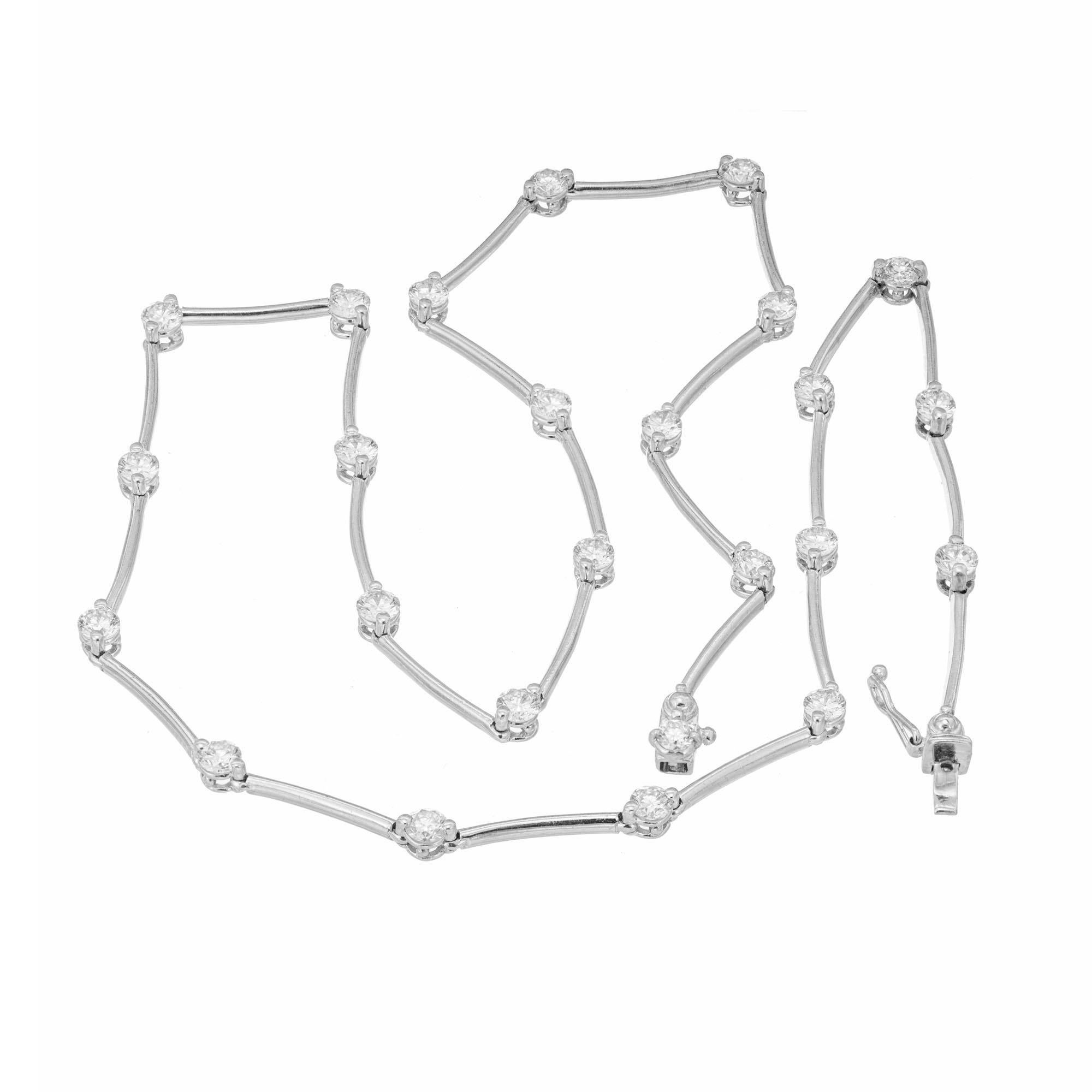 Modern 3.40 Carat Diamond Platinum Bar Hinged Necklace