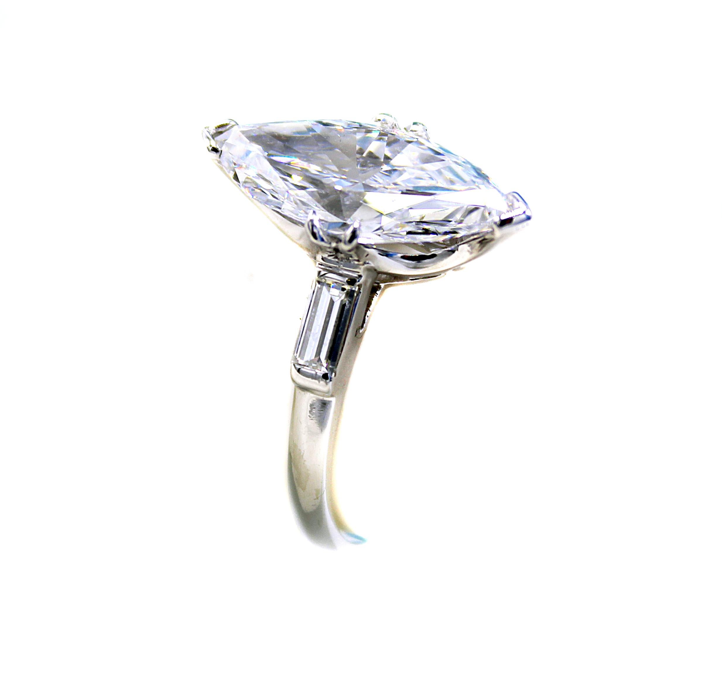 This exquisite marquis brilliant is a true rarity and a beauty on every finger. Having been graded by the GIA with the highest color grade of D and a clarity of Internally Flawless it is also among the few to have been classified as Type IIA. The