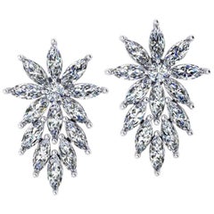 3.40 Carat Marquise Diamonds Star Platinum Earrings 