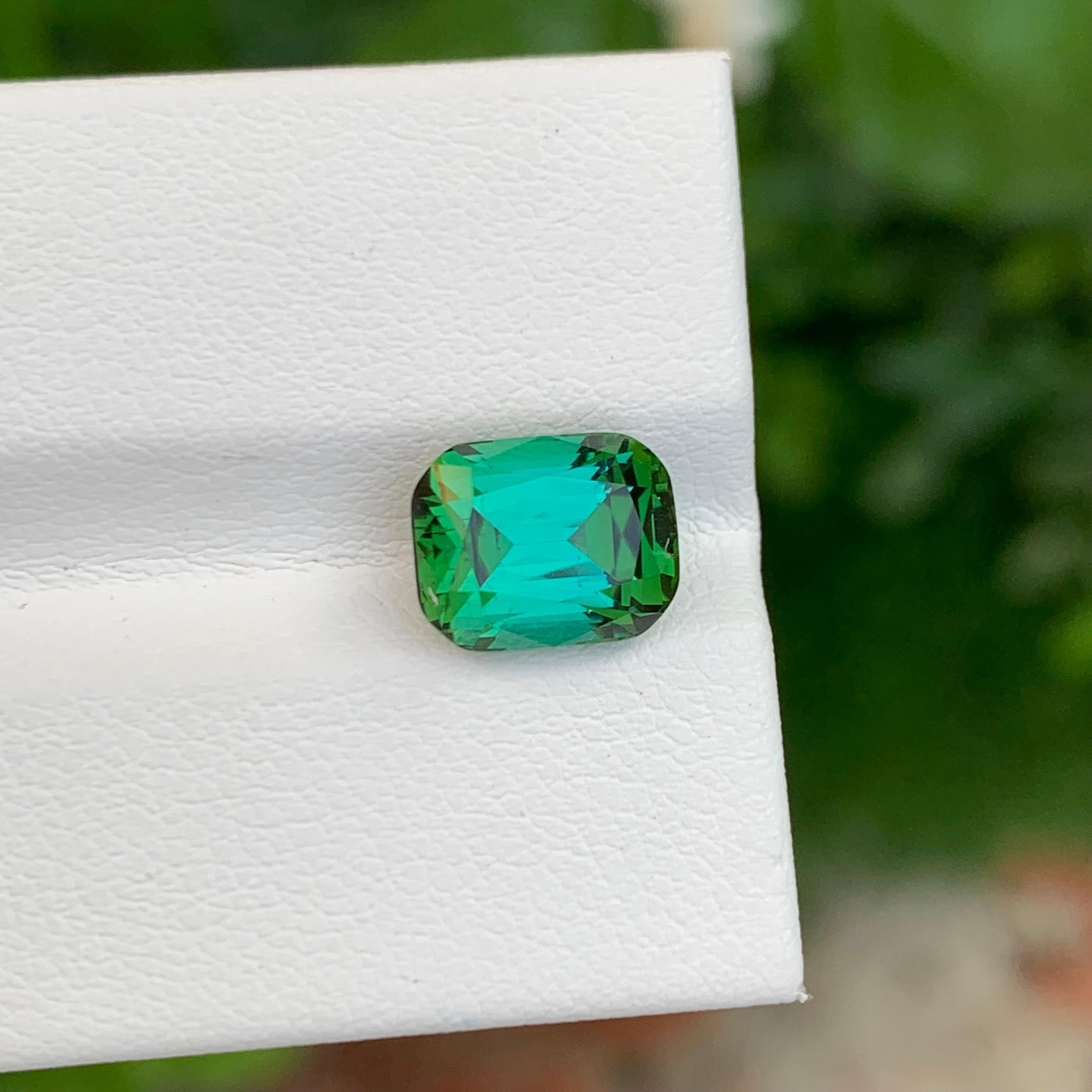 Arts and Crafts 3.40 Carat Marvellous Natural Loose Blue Green Tourmaline Cushion Shape Gemstone (pierre précieuse en forme de coussin) en vente