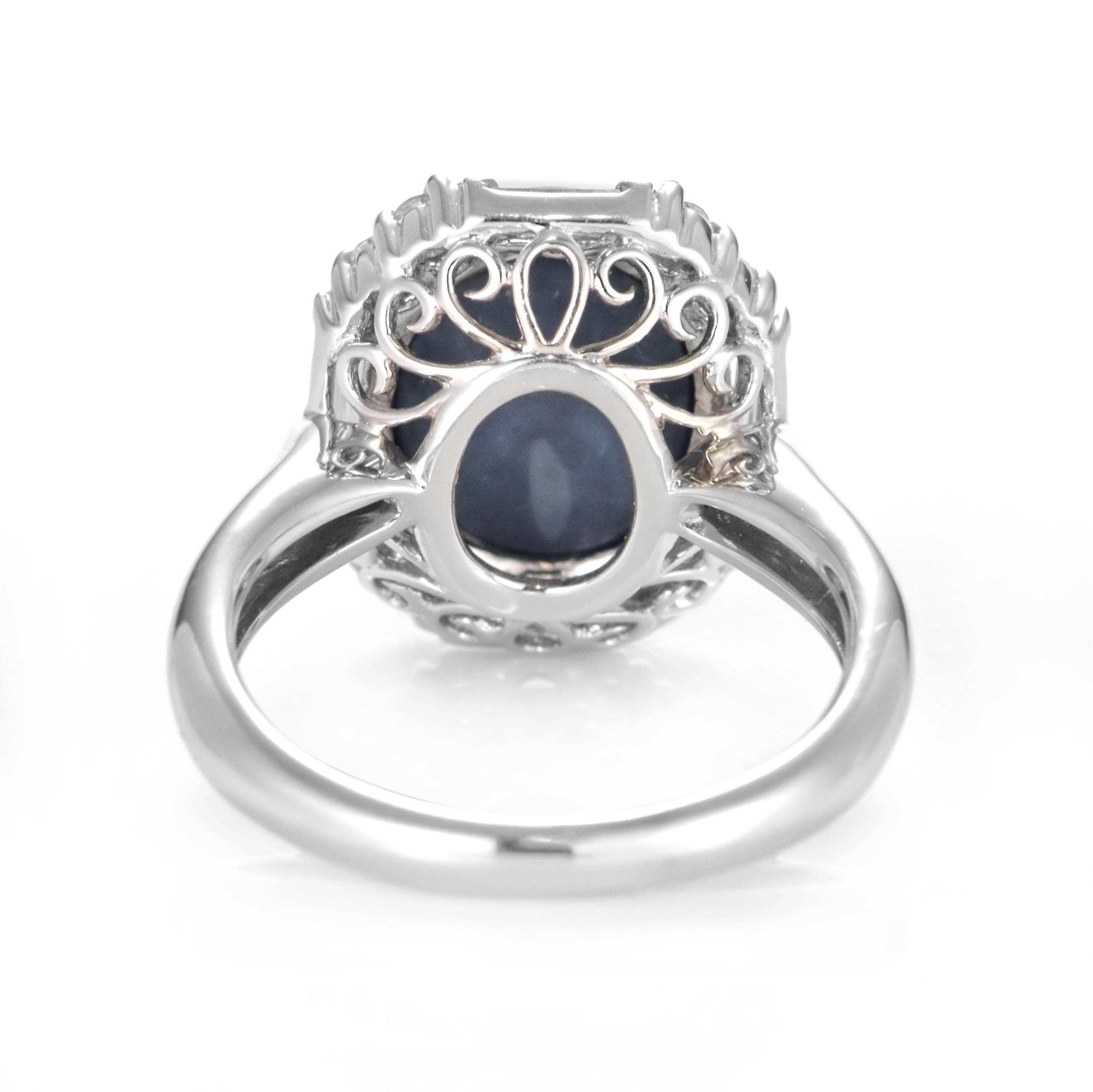 3.40 Carat Natural Australian Black Opal and Diamond Ring Made in Platinum For Sale 3