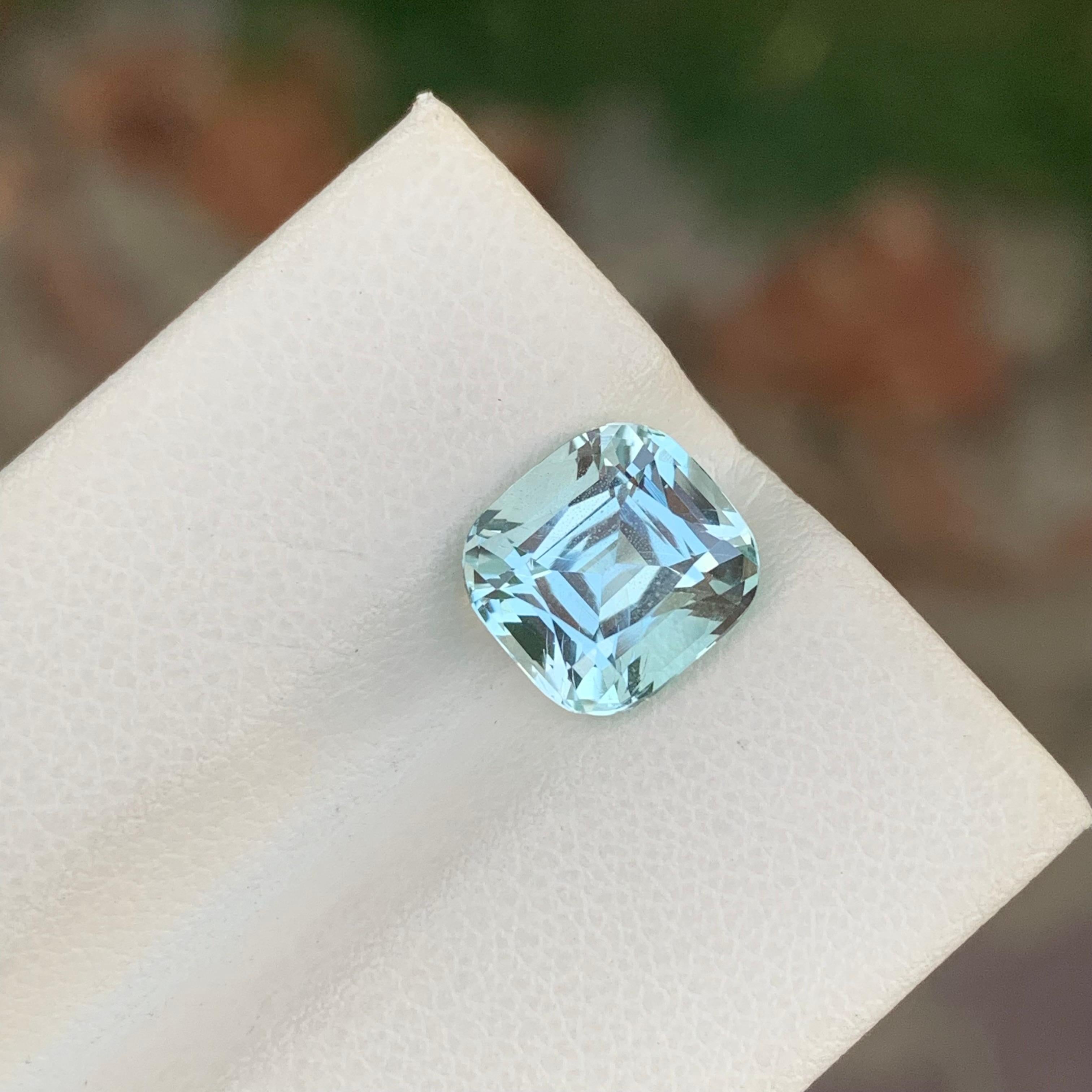 Piedra preciosa natural facetada de aguamarina en forma de cojín de 3,40 quilates en Nuevo estado para la venta en Peshawar, PK