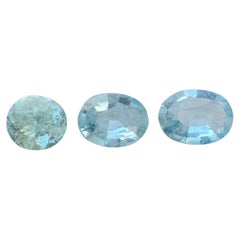 3.40 Carat Natural Loose 3 Piece Light Blue Aquamarine Oval Cut African Gemstone (pierres précieuses africaines de taille ovale)
