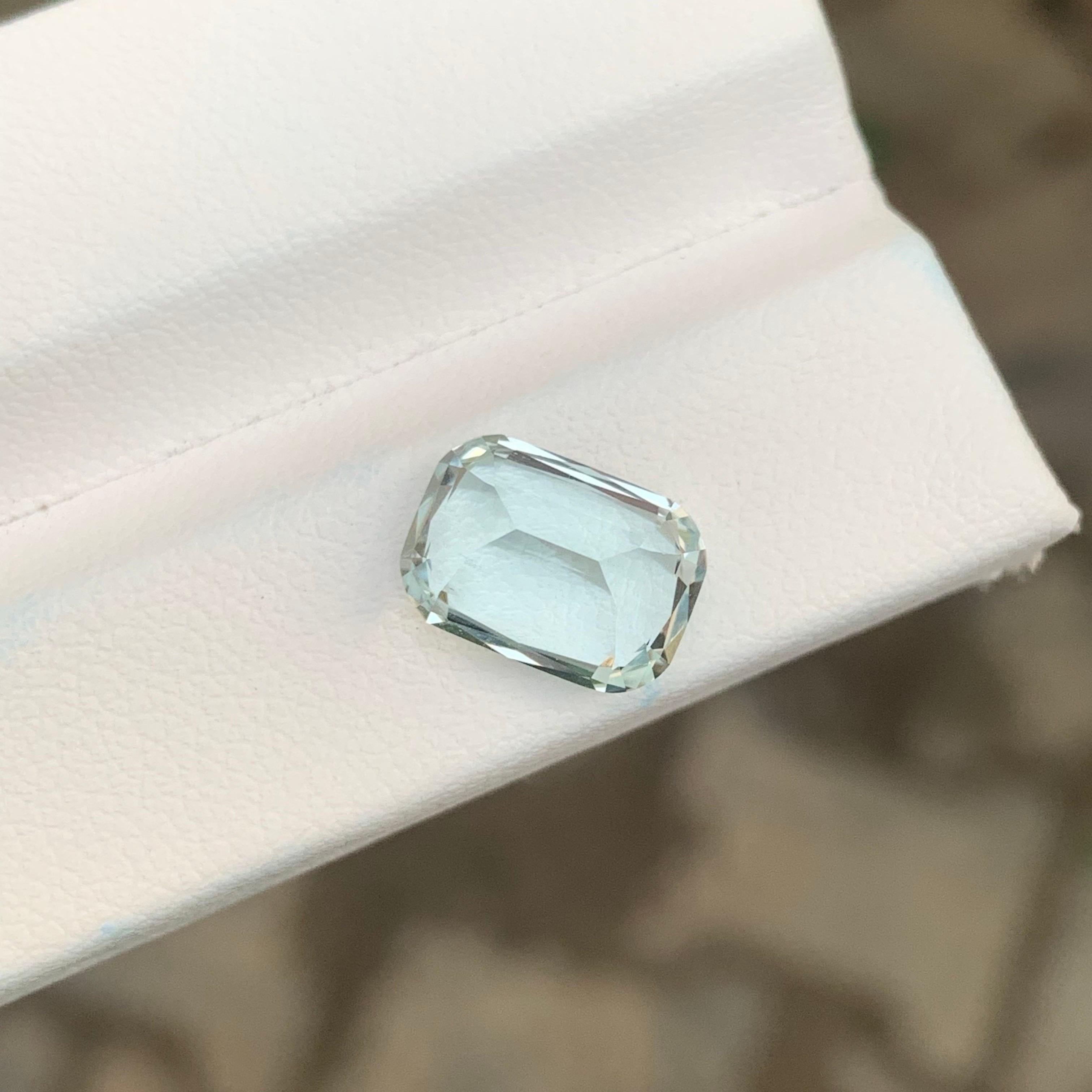 3.40 Carat Natural Loose Aquamarine Cushion Shape Pakistan’s Gemstone For Sale 4