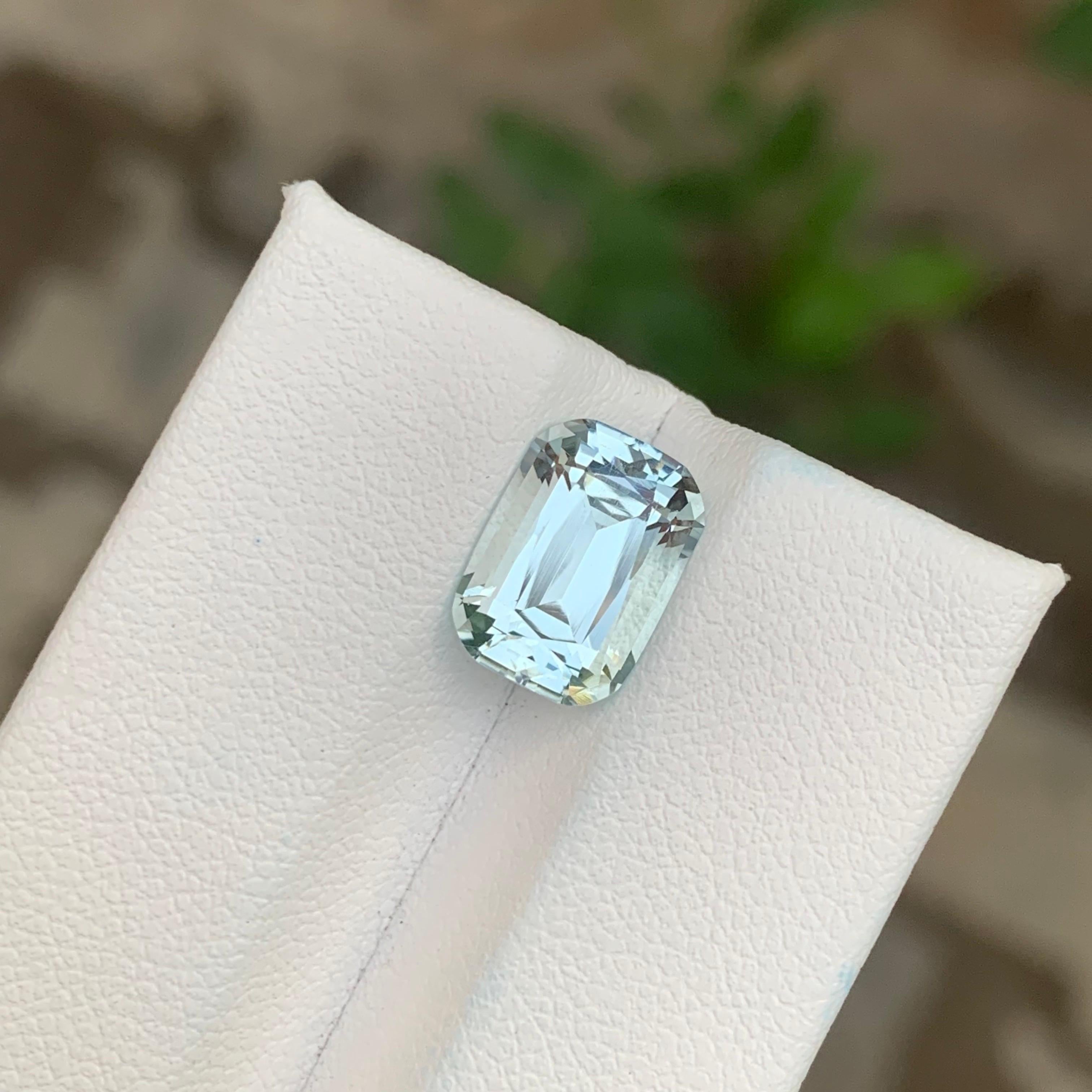3.40 Carat Natural Loose Aquamarine Cushion Shape Pakistan’s Gemstone For Sale 5