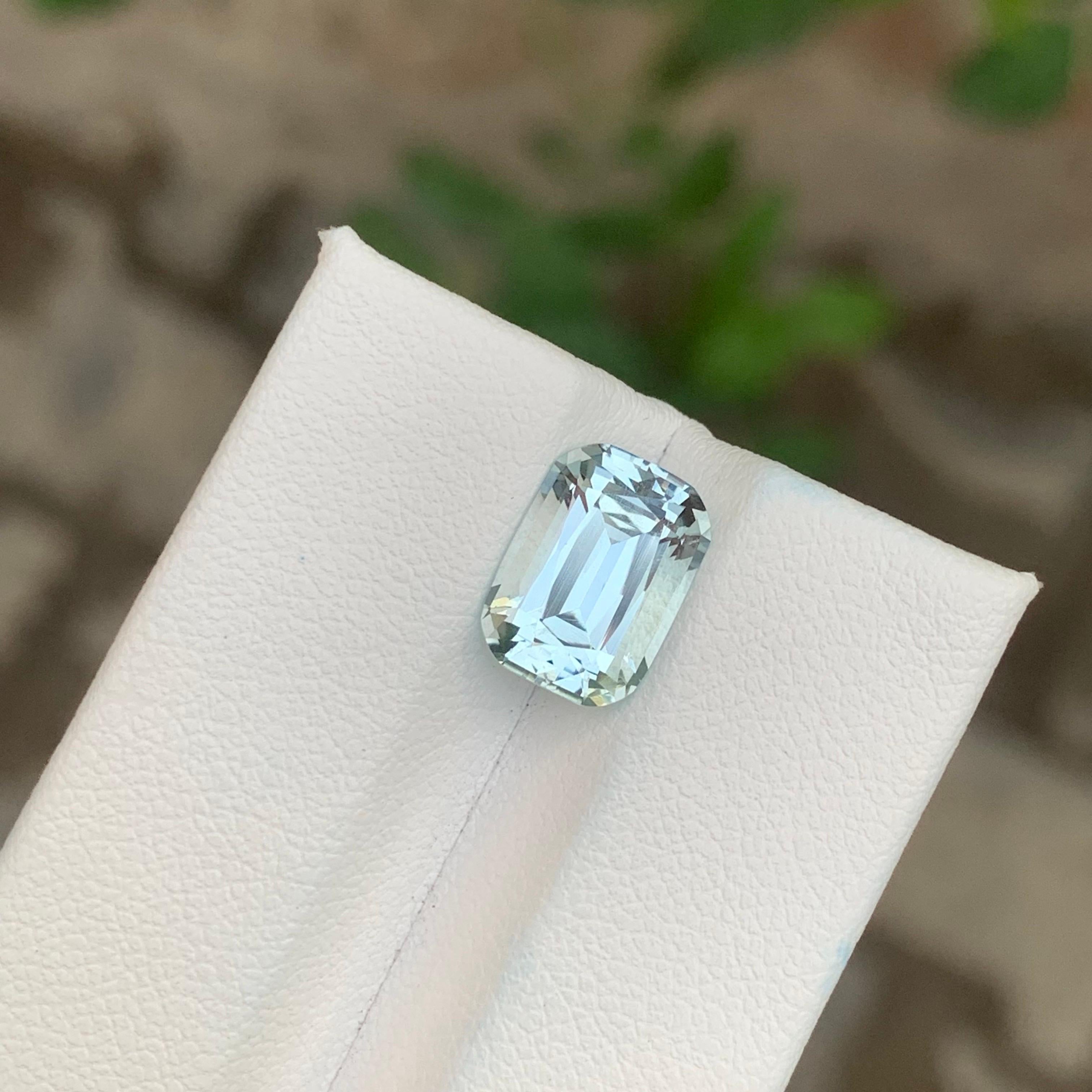Arts and Crafts 3.40 Carat Natural Loose Aquamarine Cushion Shape Pakistan’s Gemstone For Sale