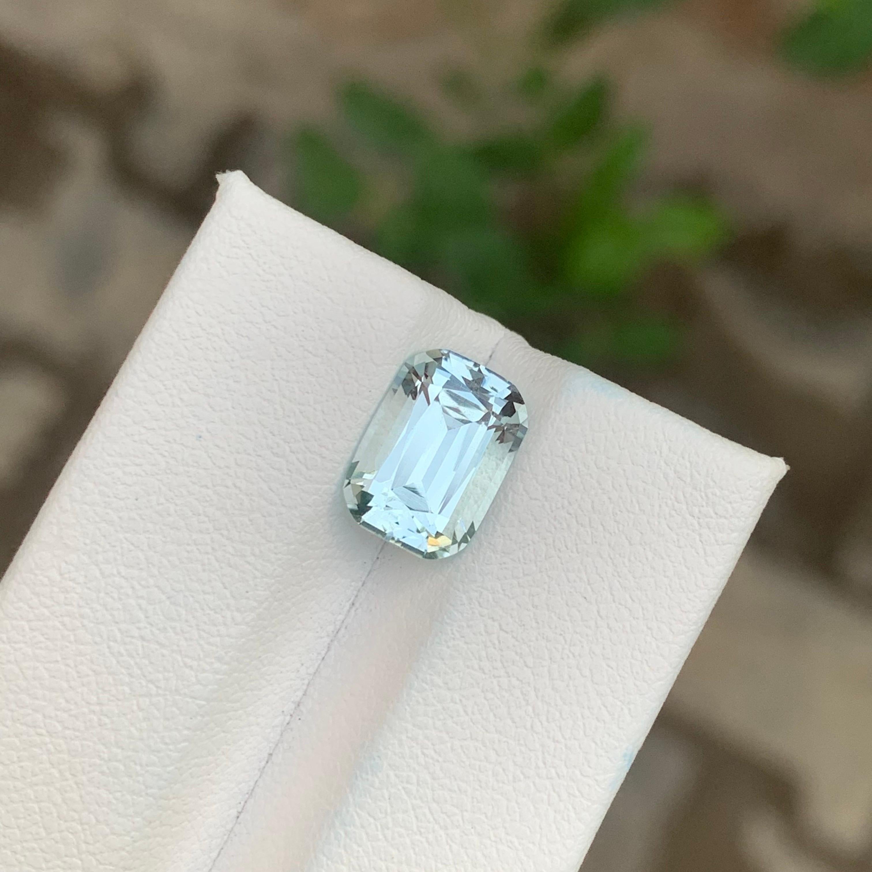 Cushion Cut 3.40 Carat Natural Loose Aquamarine Cushion Shape Pakistan’s Gemstone For Sale