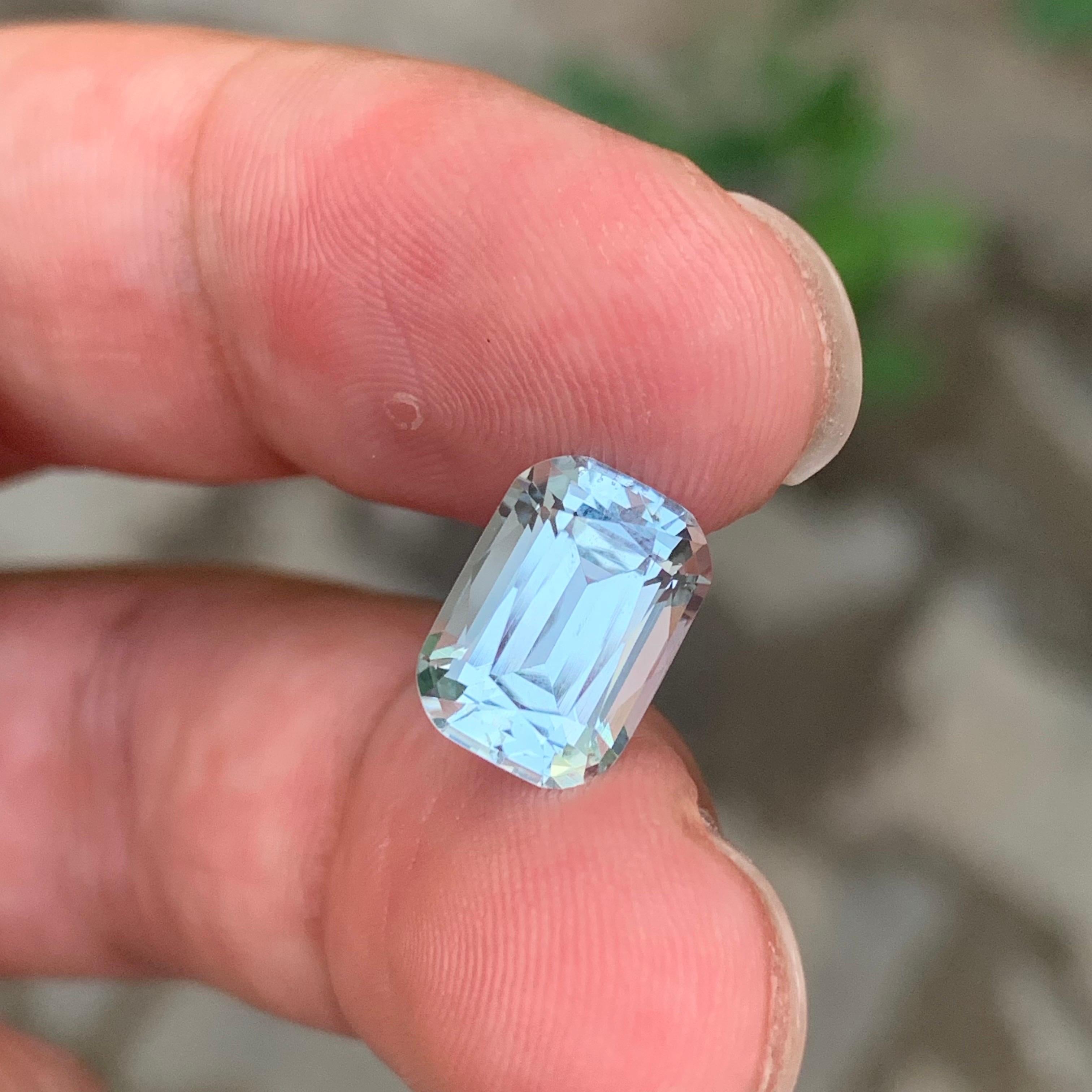 3.40 Carat Natural Loose Aquamarine Cushion Shape Pakistan’s Gemstone For Sale 2