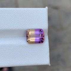 3.40 Carat Natural Loose Bi Color Ametrine Stone Emerald Cut Brazilian Gemstone