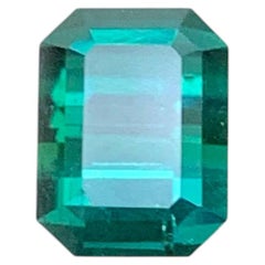3.40 Carat Natural Loose Bluish Green Tourmaline Emerald Cut Afghan Gemstone