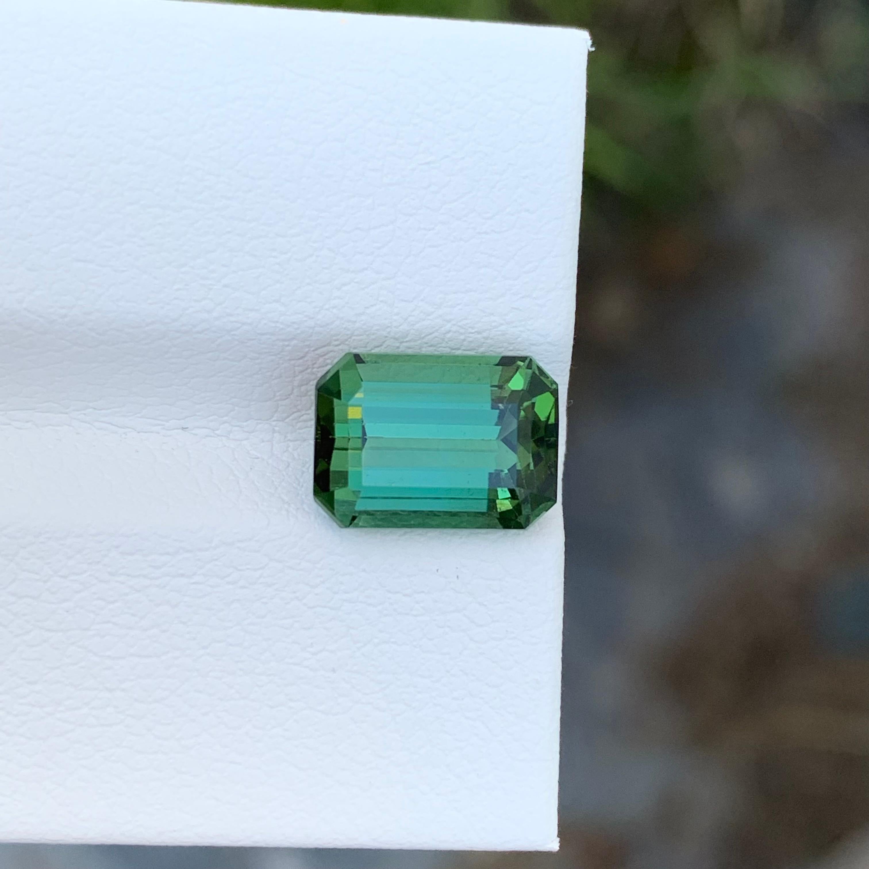 Arts and Crafts 3.40 Carat Natural Loose Bright Green Tourmaline Emerald Shape Gem For Jewellery For Sale