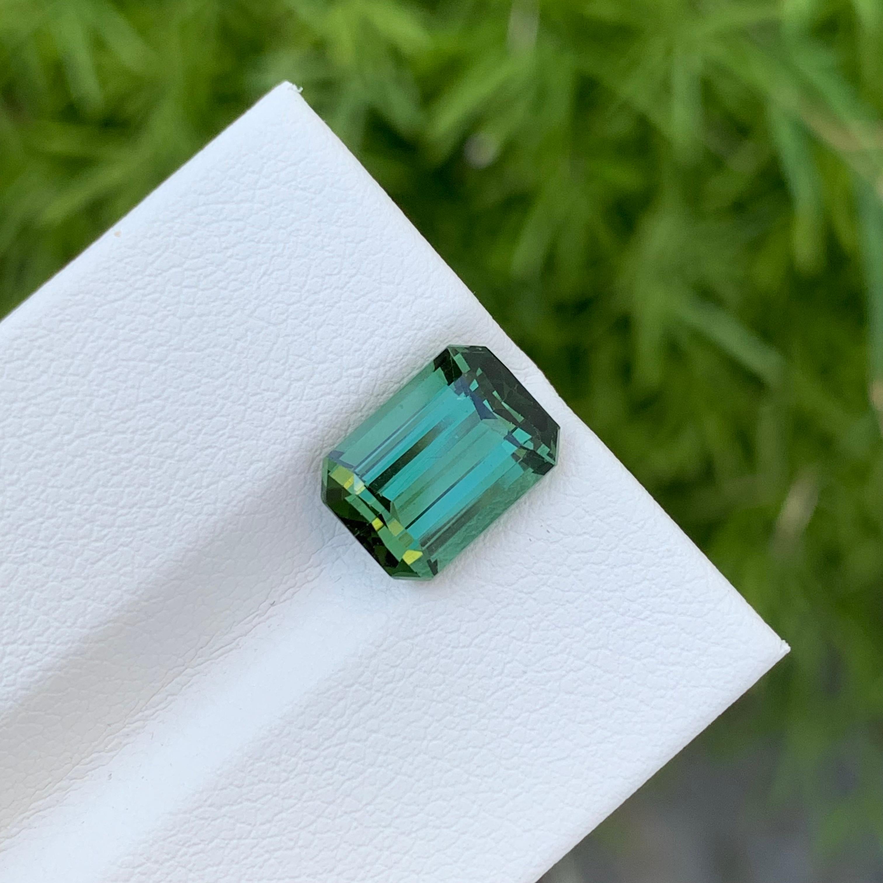 Emerald Cut 3.40 Carat Natural Loose Bright Green Tourmaline Emerald Shape Gem For Jewellery For Sale