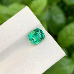 3.40 Carat Natural Loose Green Lagoon Tourmaline Cushion Shape Gem For Jewellery