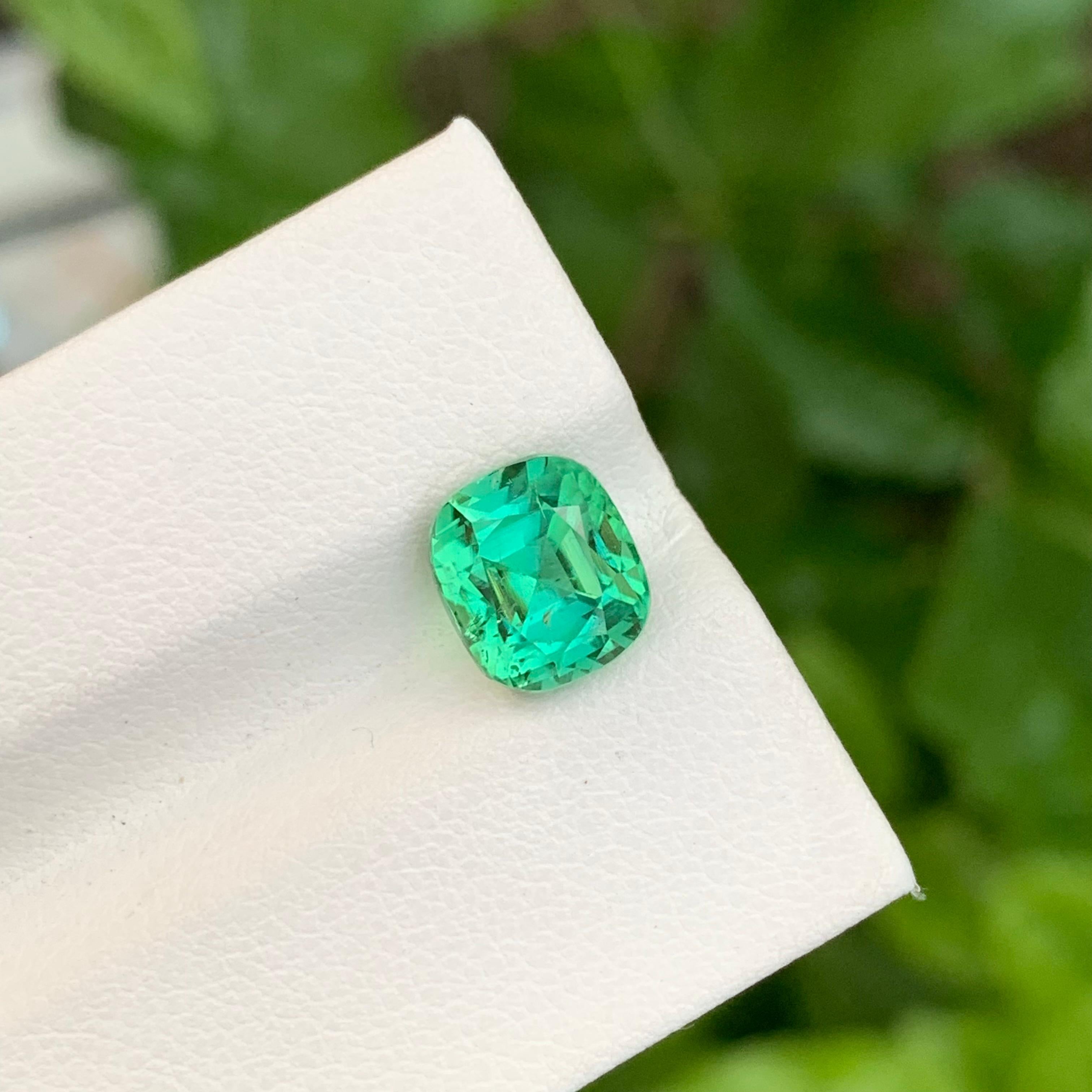 Cushion Cut 3.40 Carat Natural Loose Green Lagoon Tourmaline Cushion Shape Gem For Jewellery For Sale