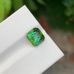 3.40 Carat Natural Loose Green Tourmaline Cushion Shape Gem October Birthstone