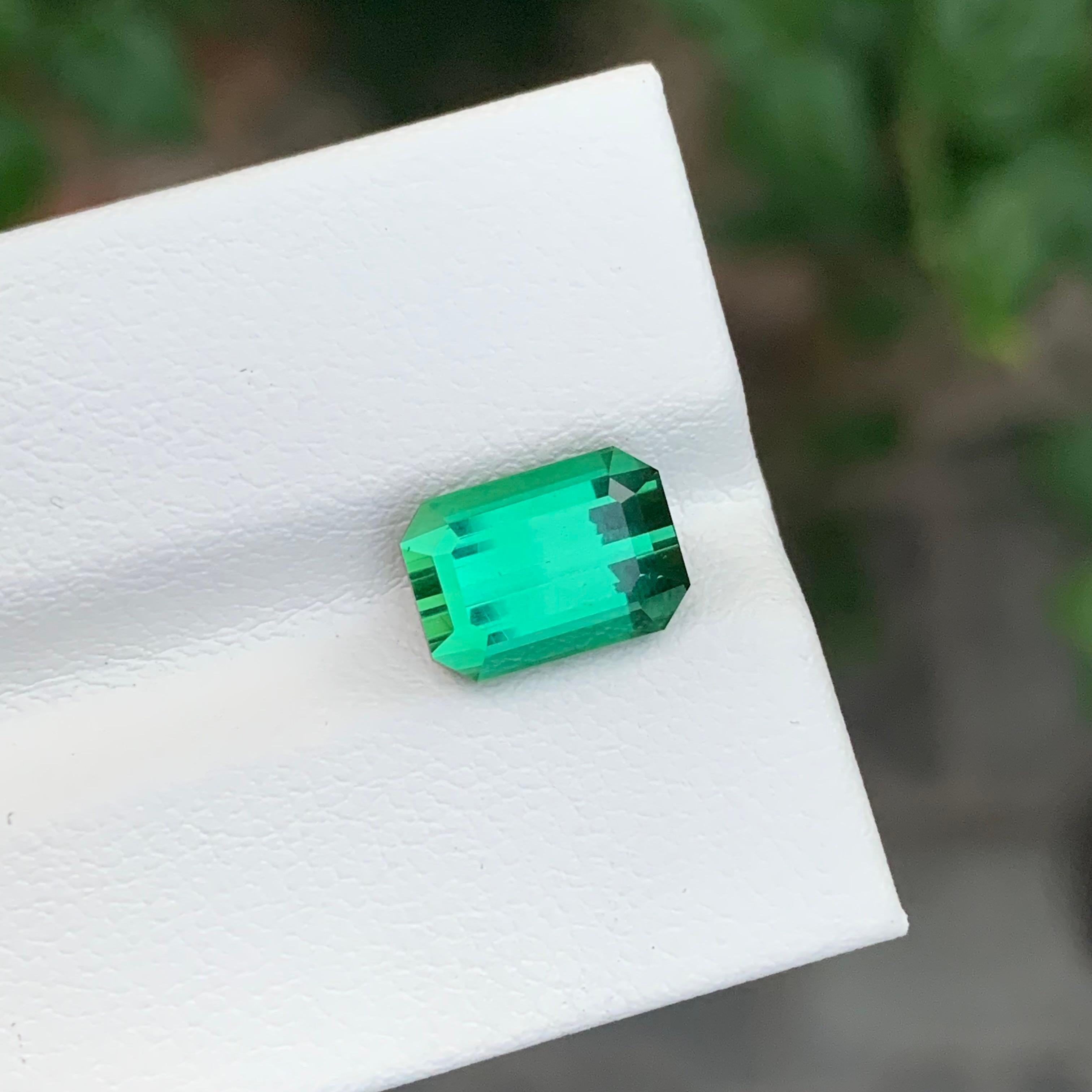 3.40 Carat Natural Loose Green Tourmaline Emerald Shape Gemstone (pierre précieuse en forme d'émeraude) en vente 5