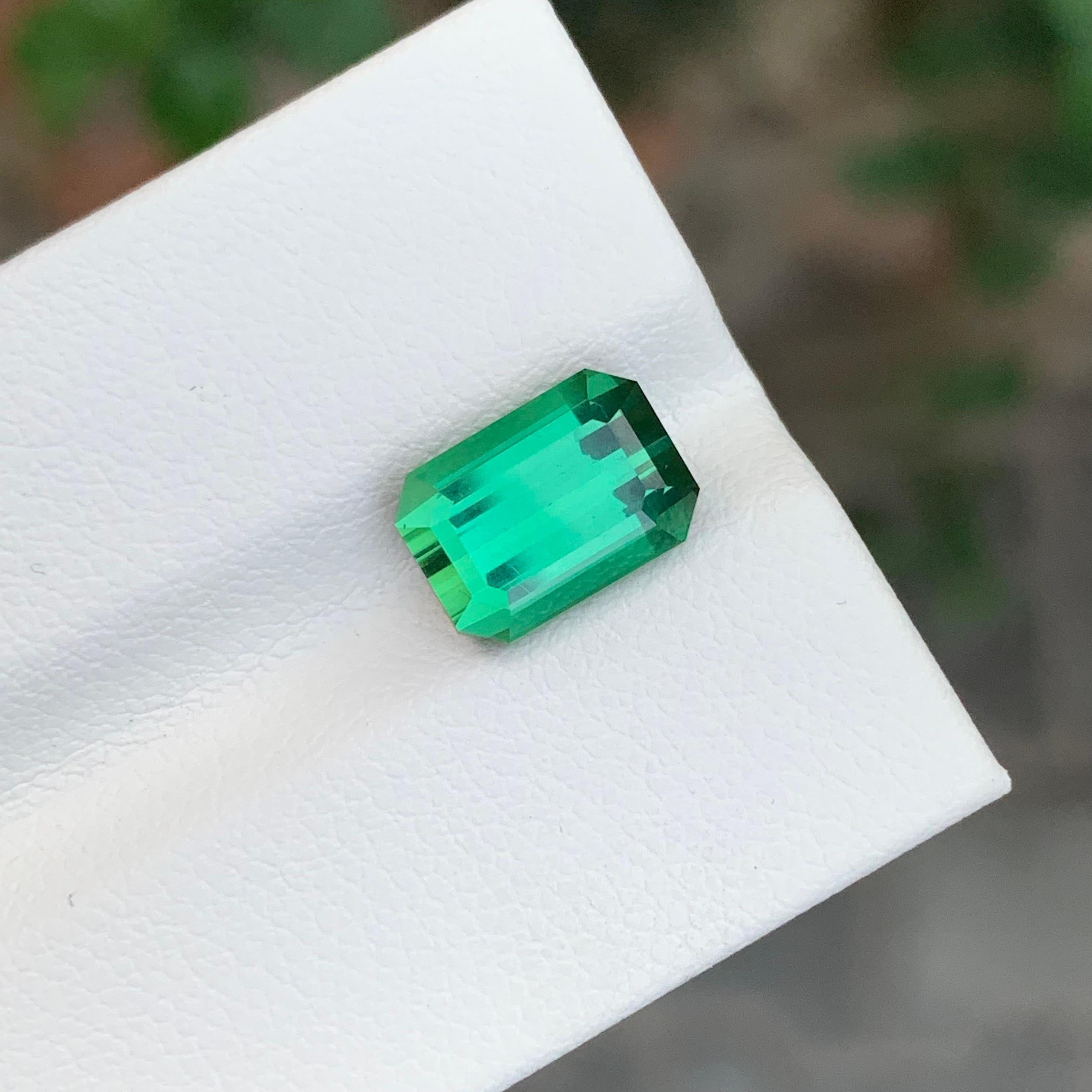 3.40 Carat Natural Loose Green Tourmaline Emerald Shape Gemstone (pierre précieuse en forme d'émeraude) en vente 1