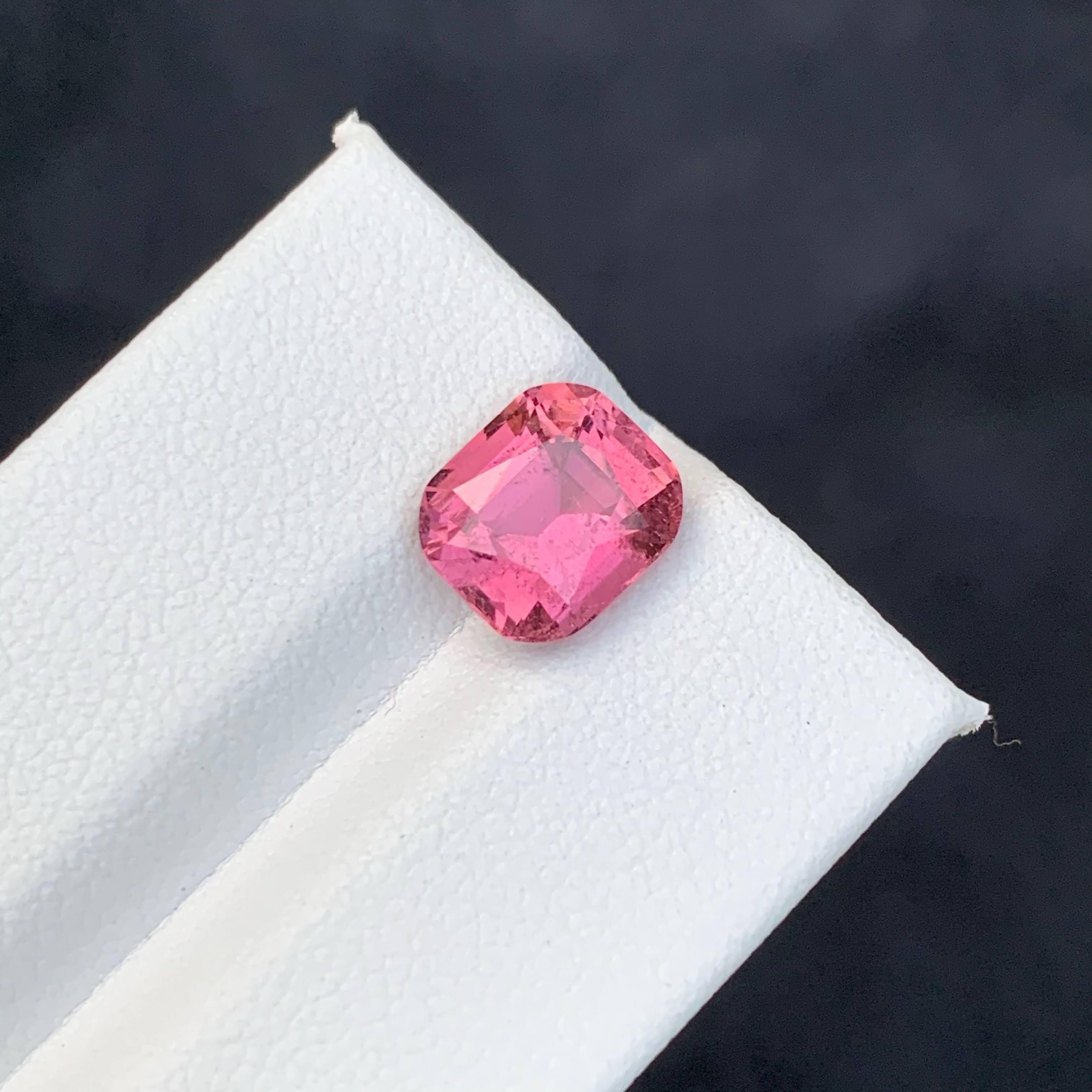 3.40 Carat Natural Loose Hot Pink Tourmaline Stone Cushion Cut Afghan Gemstone For Sale 5