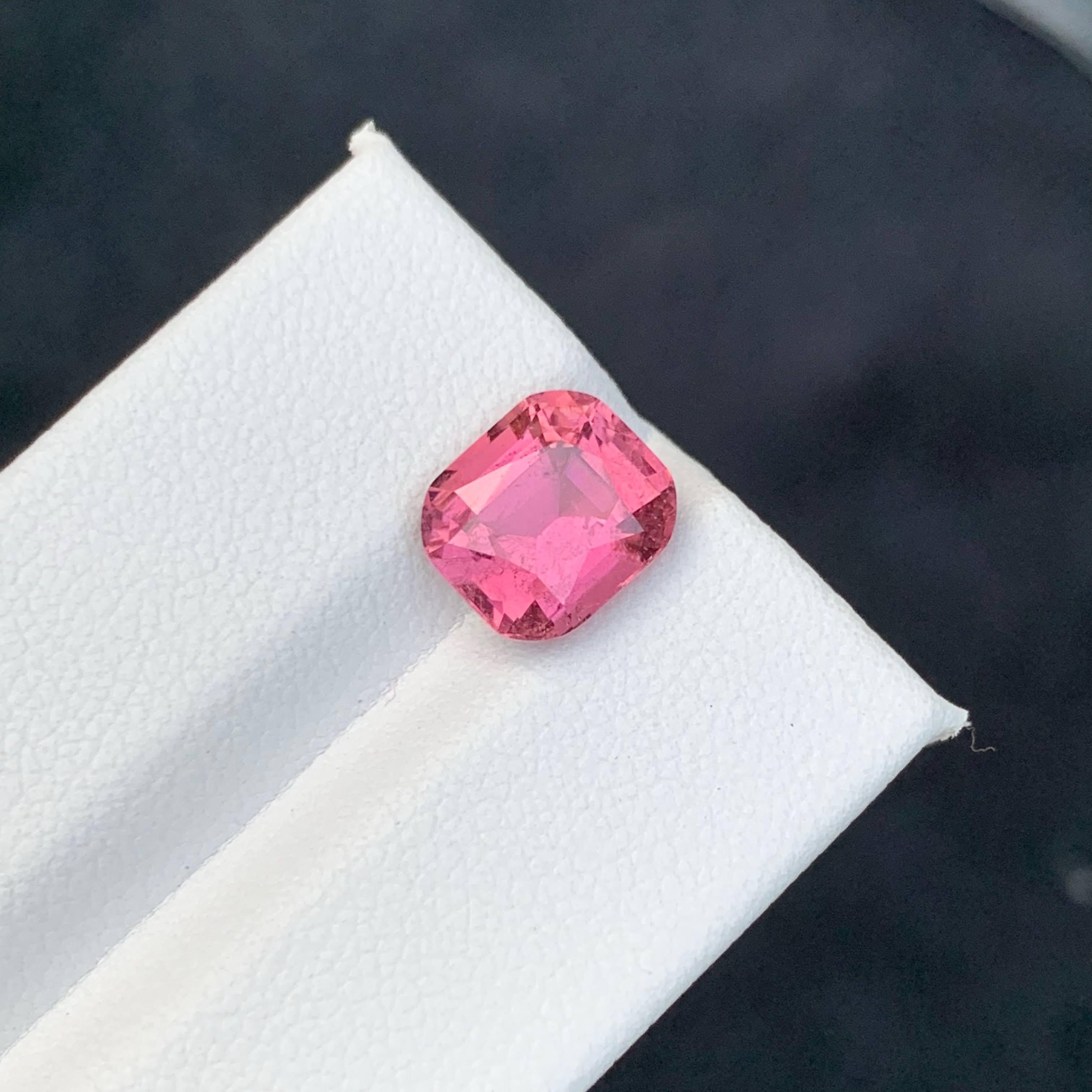 3.40 Carat Natural Loose Hot Pink Tourmaline Stone Cushion Cut Afghan Gemstone For Sale 6